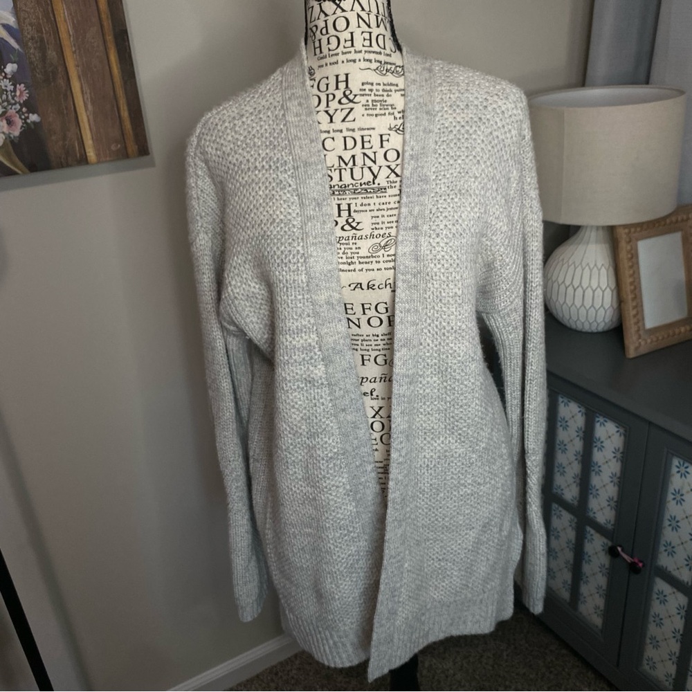 734 a new day Women's Gray cardigan sweater coverup fall wear